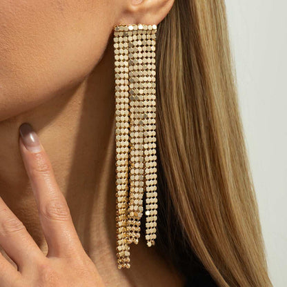 Goldtone Sequin Tassel Dangle Earrings