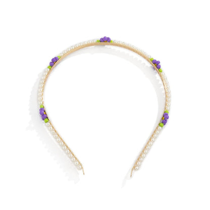 Purple Howlite & Pearl Floral Station Headband