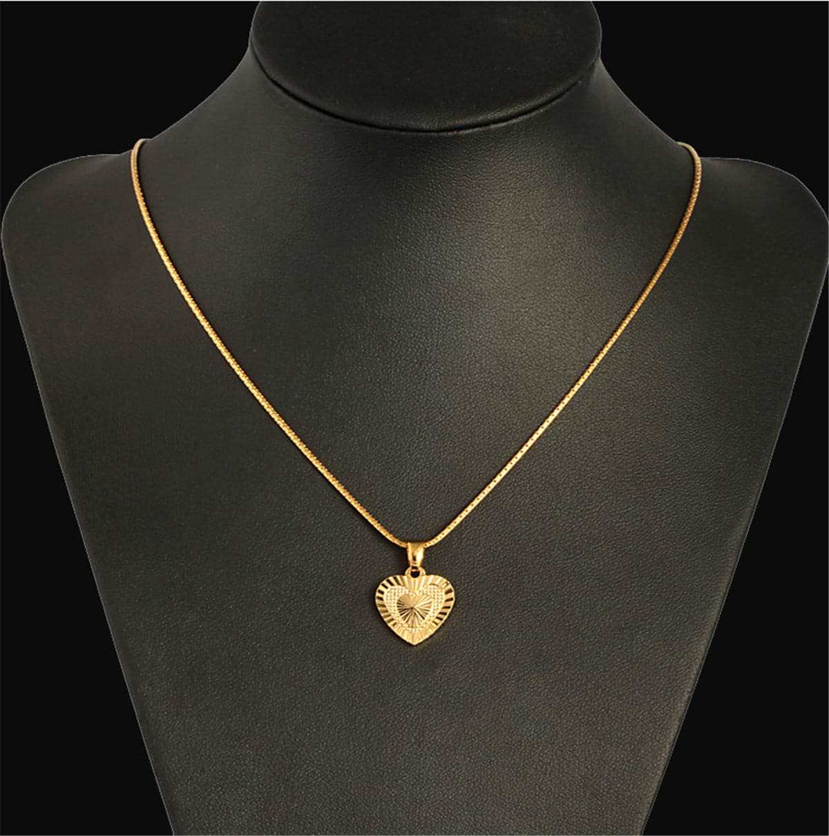 Goldtone Embroidery Heart Pendant Necklace