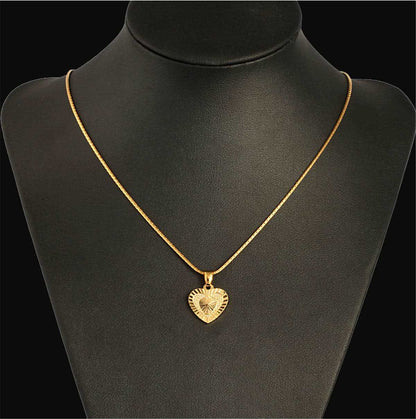 Goldtone Embroidery Heart Pendant Necklace