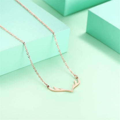 Rose Goldtone Antler Pendant Necklace
