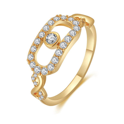Cubic Zirconia & Goldtone Eye Ring-2