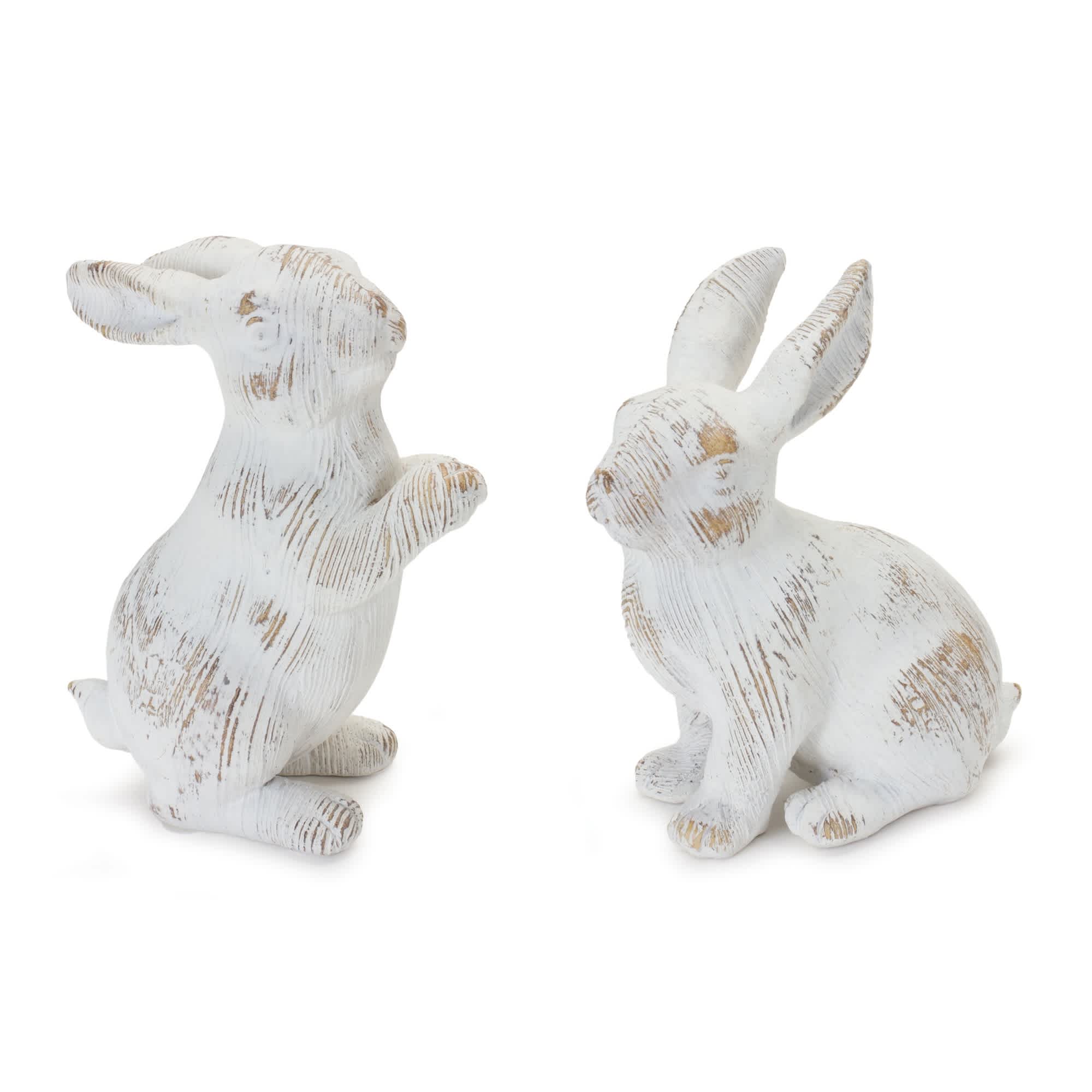 Melrose International White Washed Rabbit Figurine (Set of 2) – Zulily