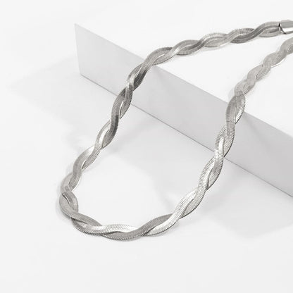 Silvertone Crossing Snake Choker Necklace