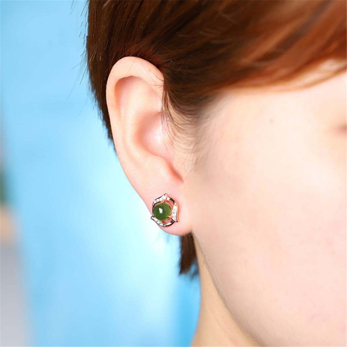 Jade & Rose Goldtone Halo Ribbon Botany Stud Earrings