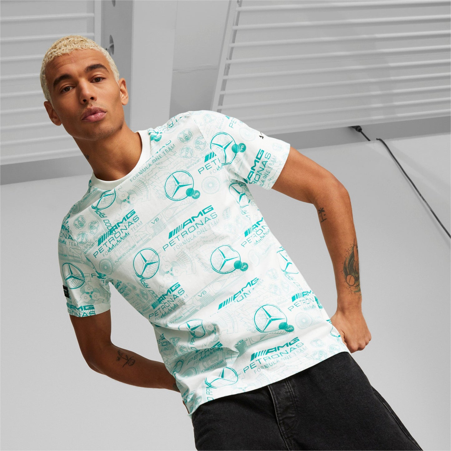 Puma Men's Mapf1 Mercedes Aop Tee Tops