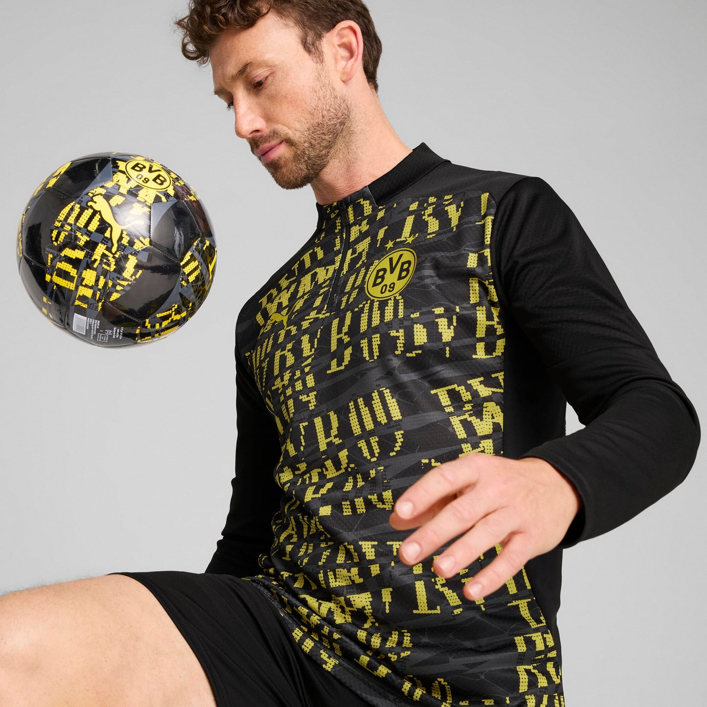 Puma Men's Bvb Prematch 1/4 Zip Top Half Zip & Quarter Zip