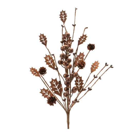 Melrose International Mixed Holly Berry Pinecone Spray (Set of 6)