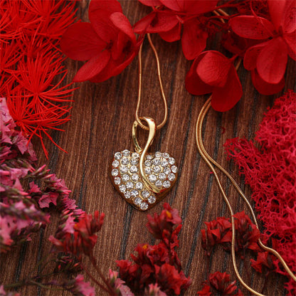 Cubic Zirconia & Goldtone Heart Leverback Earrings Set