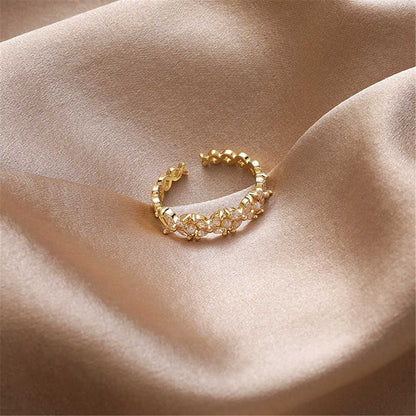 Cubic Zirconia & Pearl Goldtone Flower Band