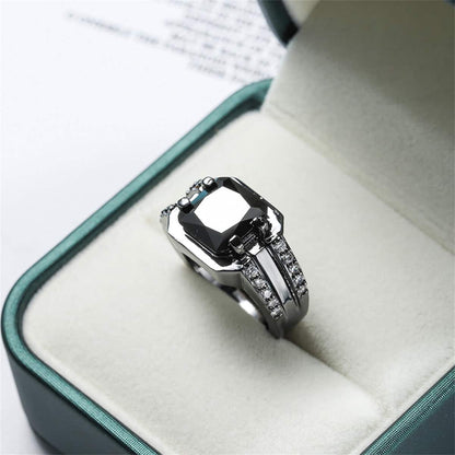 Black Crystal & Cubic Zirconia Ring-2