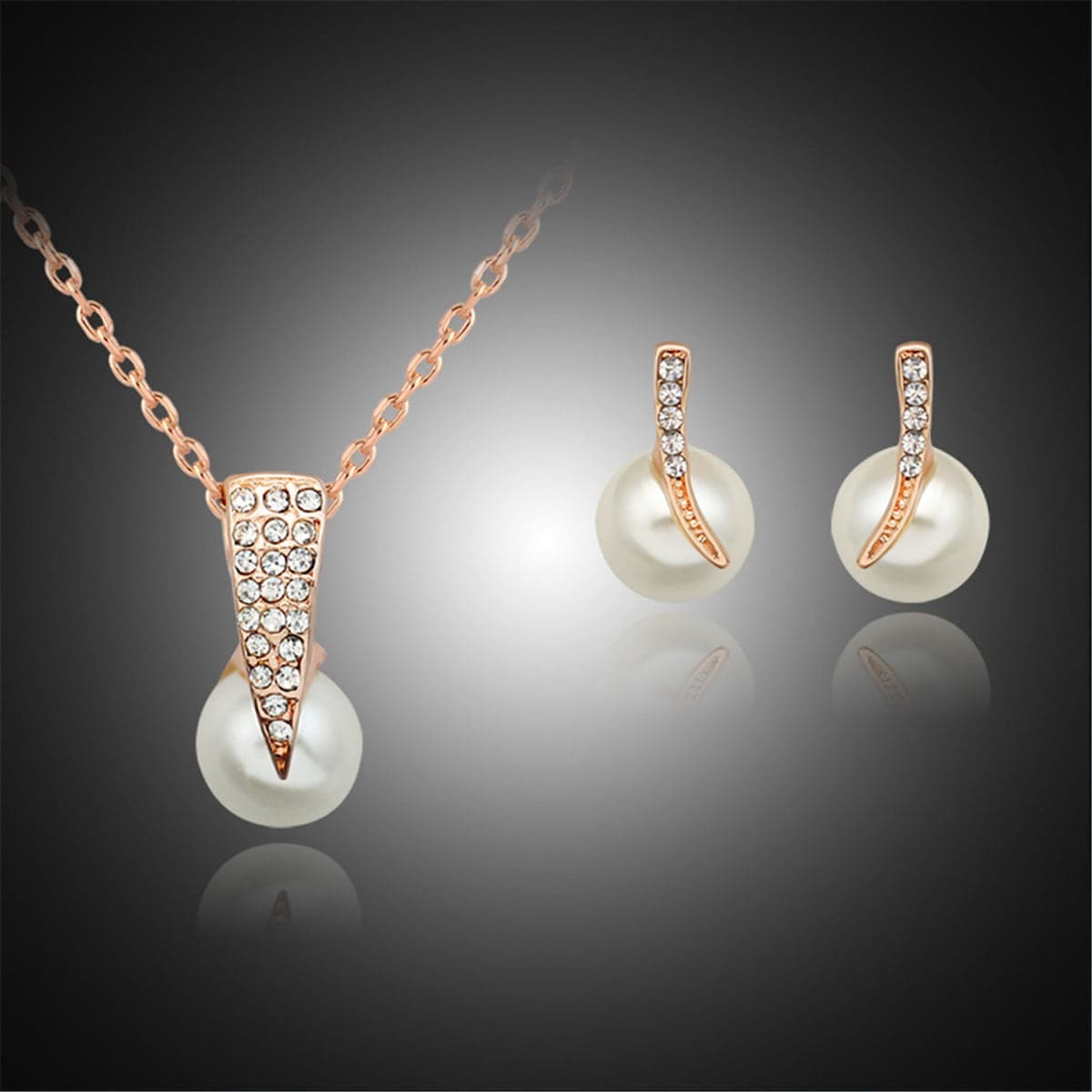 Pearl & Cubic Zirconia Goldtone Flush-Set Pendant Necklace Set