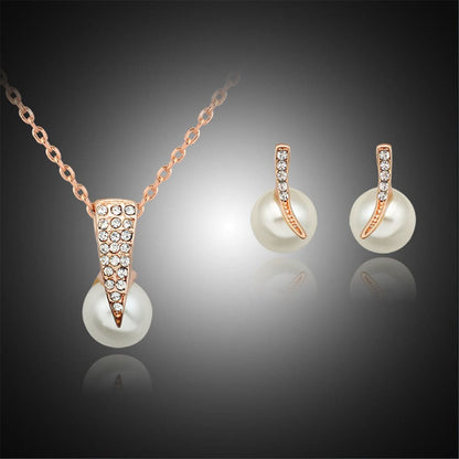 Pearl & Cubic Zirconia Goldtone Flush-Set Pendant Necklace Set