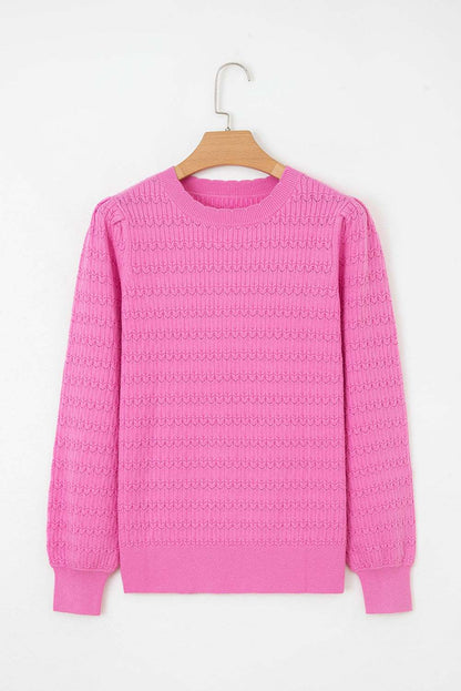 Kay Knit Ribbed Cuffs Crew Neck Sweater