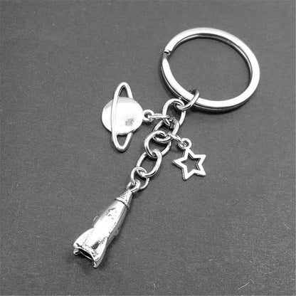 Silvertone Rocket Key Chain