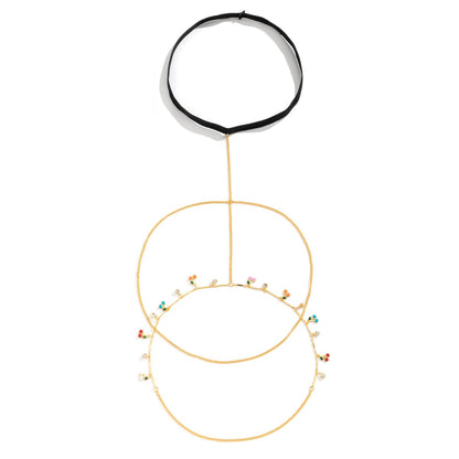 Cubic Zirconia & Nylon Goldtone Cherry Layered Leg Chain