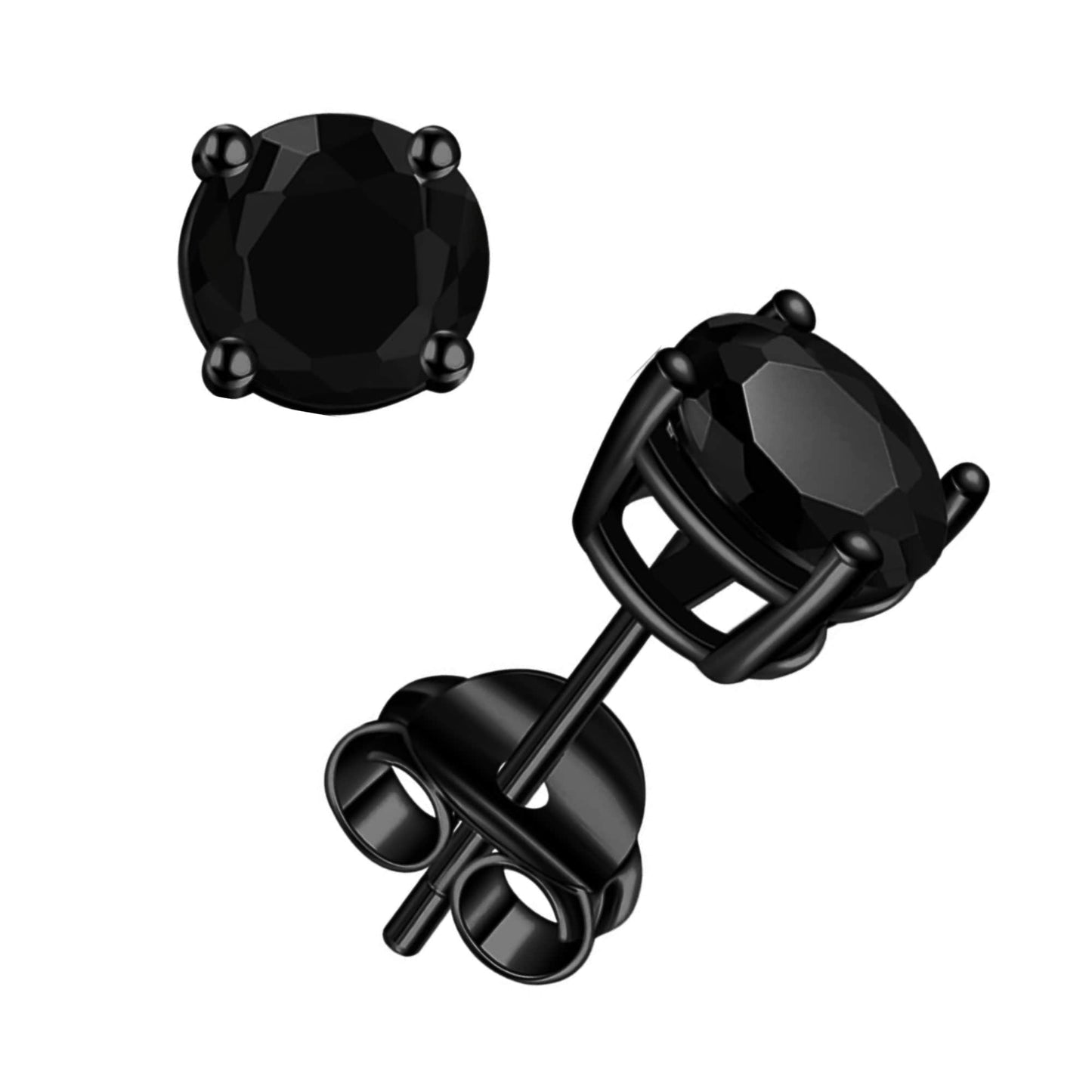 Sterling Silver Black Rhodium Heart Studs