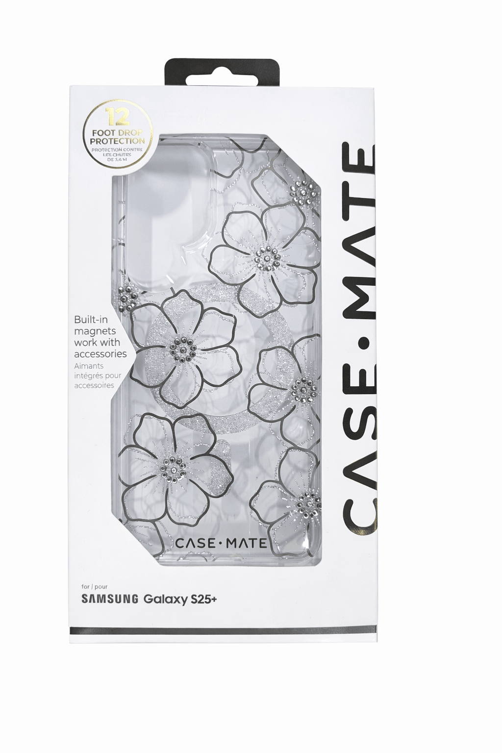 Case-Mate Samsung Galaxy S25 Plus Case [Magnetic and Wireless Charging] - Sparkly Floral Phone Cover with 12ft Drop Protection - Premium Phone Case for Samsung Galaxy S25 Plus 6.7" - Floral Gems