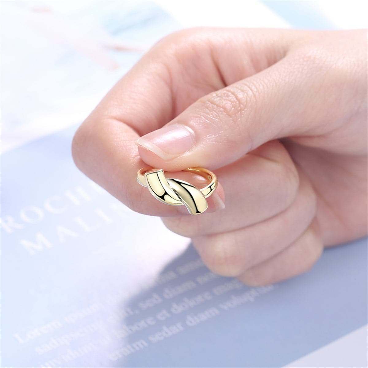 Goldtone Twisted Smooth Geometric Bypass Ring