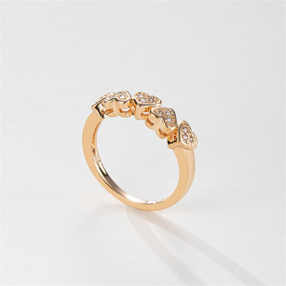 Cubic Zirconia & Goldtone Heart Band Ring
