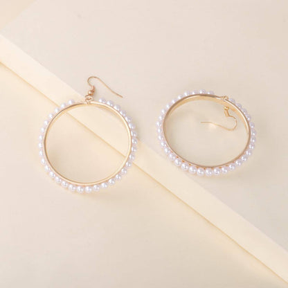 Pearl & Goldtone Hoop Drop Earrings