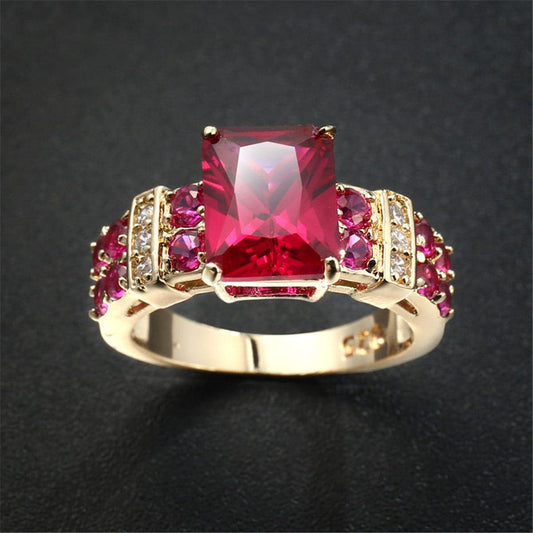Red Cubic Zirconia & Crystal Multi-Row Radiant-Cut Ring