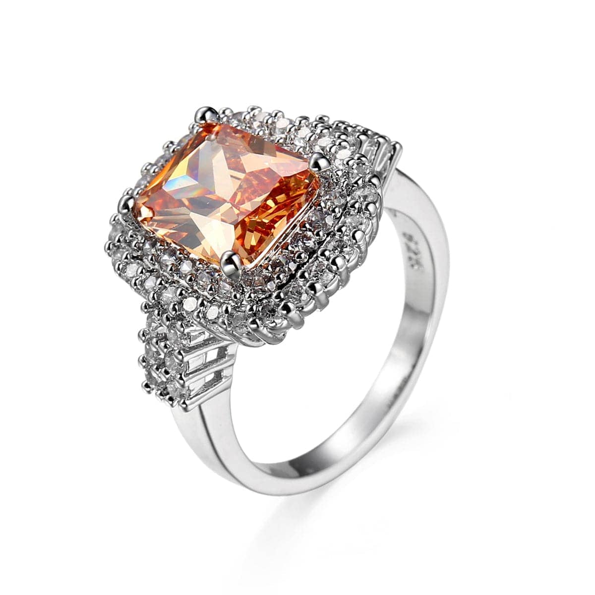 Champagne Cubic Zirconia & Crystal Double Halo Ring