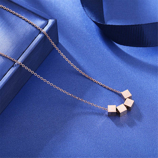 Rose Goldtone Linked-Cube Pendant Necklace
