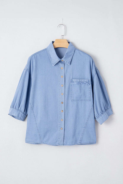 Threaded Pear Londyn Bracelet Sleeve Chambray Shirt