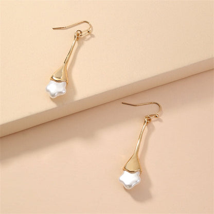 Pearl & Goldtone Star Drop Earrings