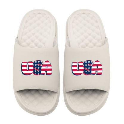 USA Flag Wordmark Motive Slide Sandals