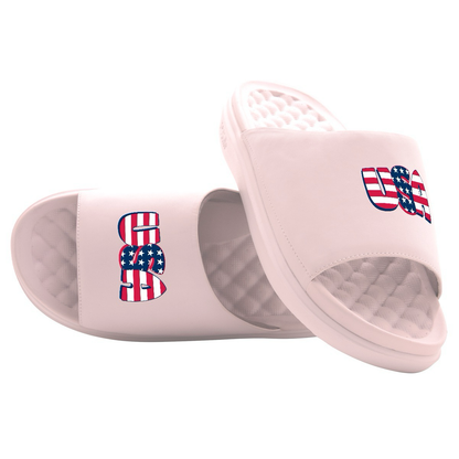 USA Flag Wordmark Motive Slide Sandals