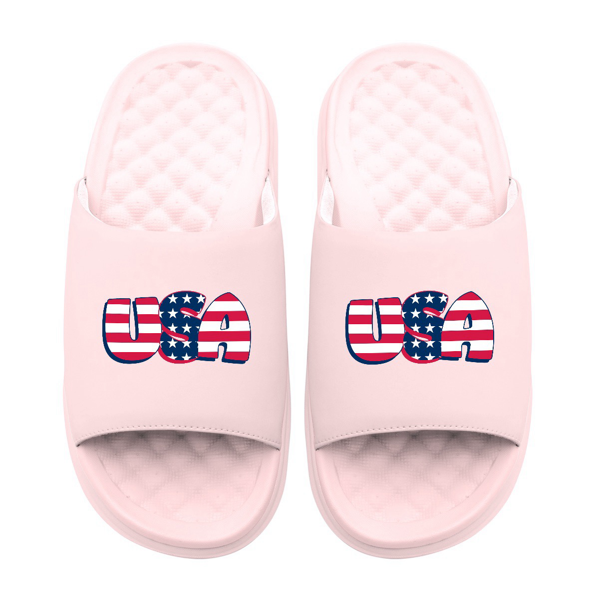 USA Flag Wordmark Motive Slide Sandals