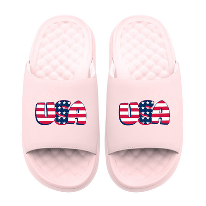 USA Flag Wordmark Motive Slide Sandals