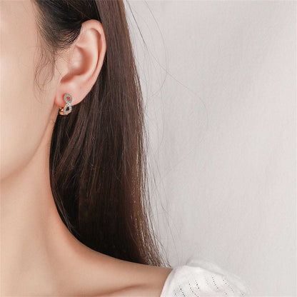 Cubic Zirconia & Goldtone Infinity Huggie Earrings
