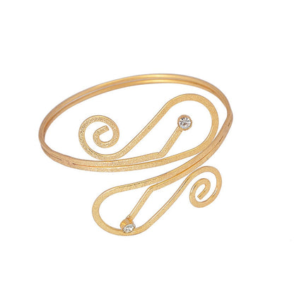Cubic Zirconia & Goldtone Frosted Geometric Arm Cuff