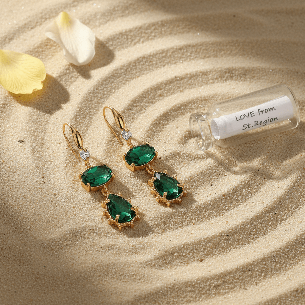 Emerald Crystal & Cubic Zirconia Goldtone Tiered Oval Pear Hook Earrings