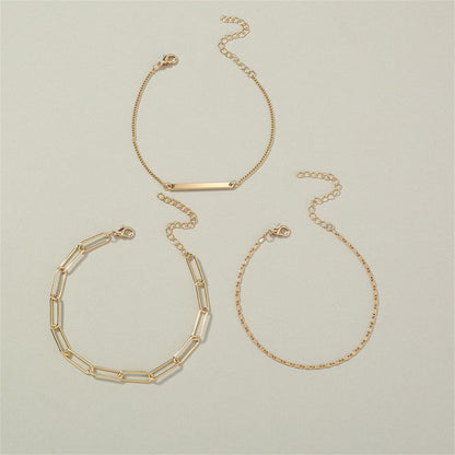 Goldtone Open Rectangle Chain Bracelet Set