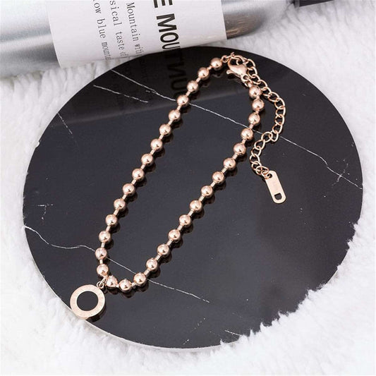 Rose Goldtone Roman Numeral Link Bracelet