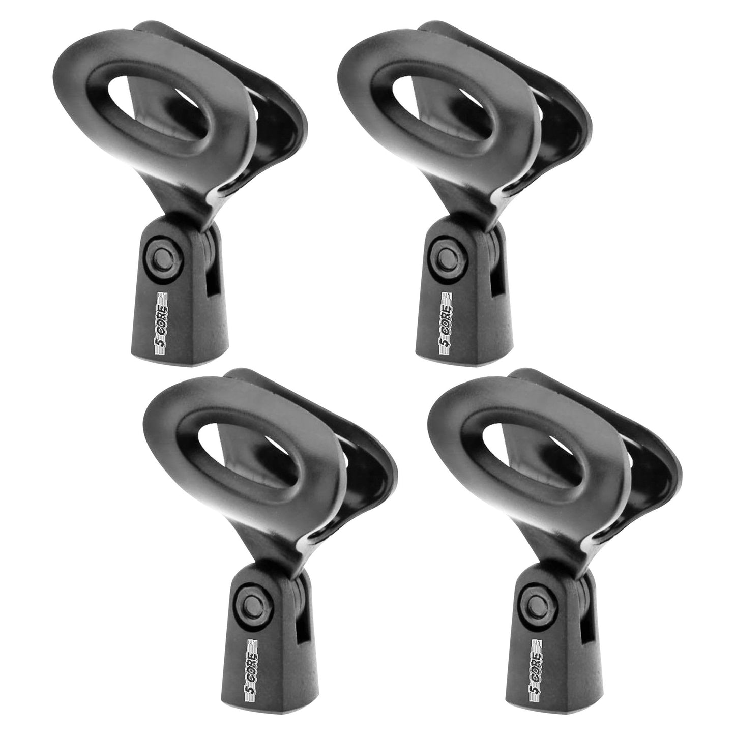 5 Core Mic Clips for Stands 4Pcs Microphone Clip Holder Universal Adjustable with 5/8" Male to 3/8" Female Screw Adapter Suitable for Handheld Microphones 4-Pack MC 03 4PCS - Black