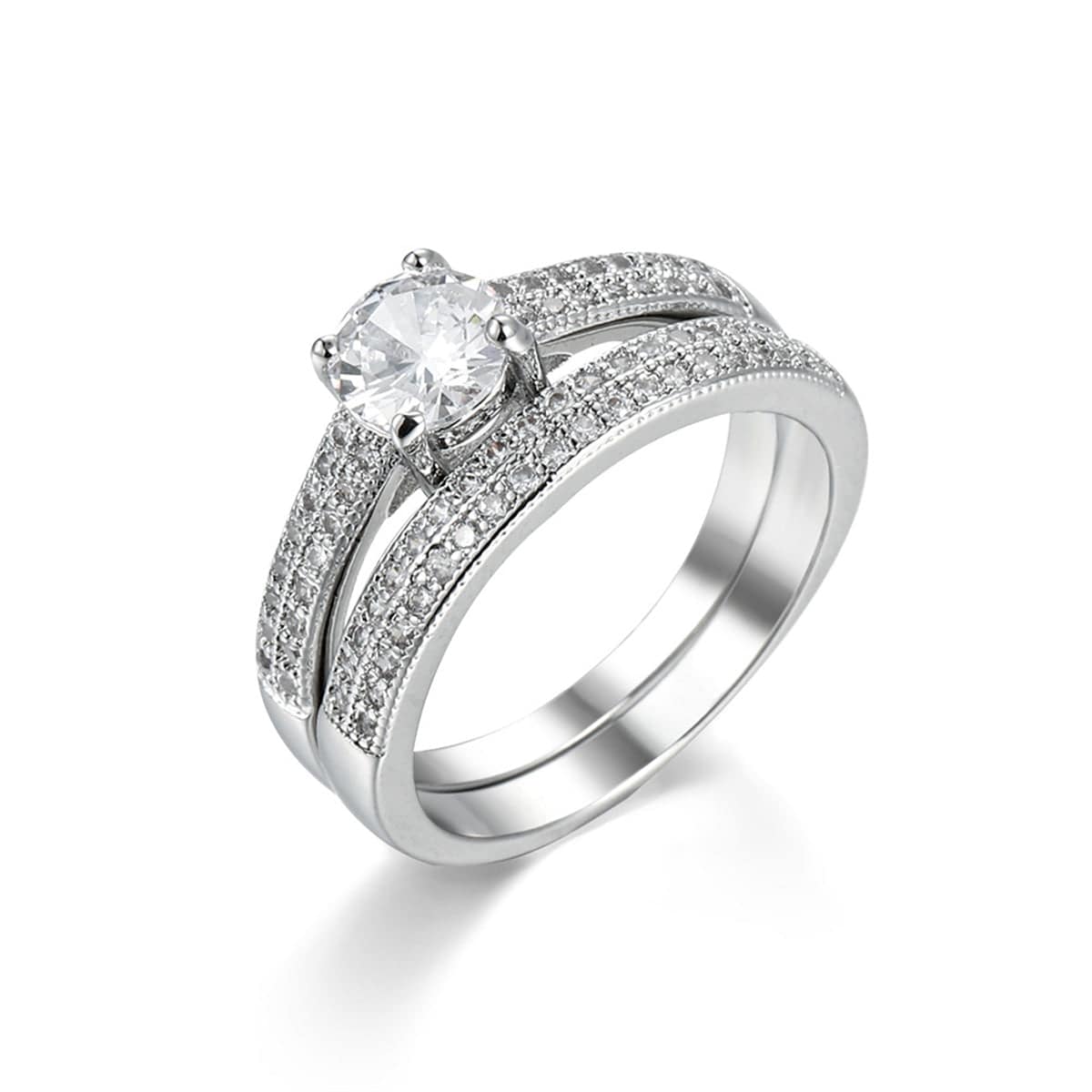 Crystal & Cubic Zirconia Pavé Stacking Ring Set-3