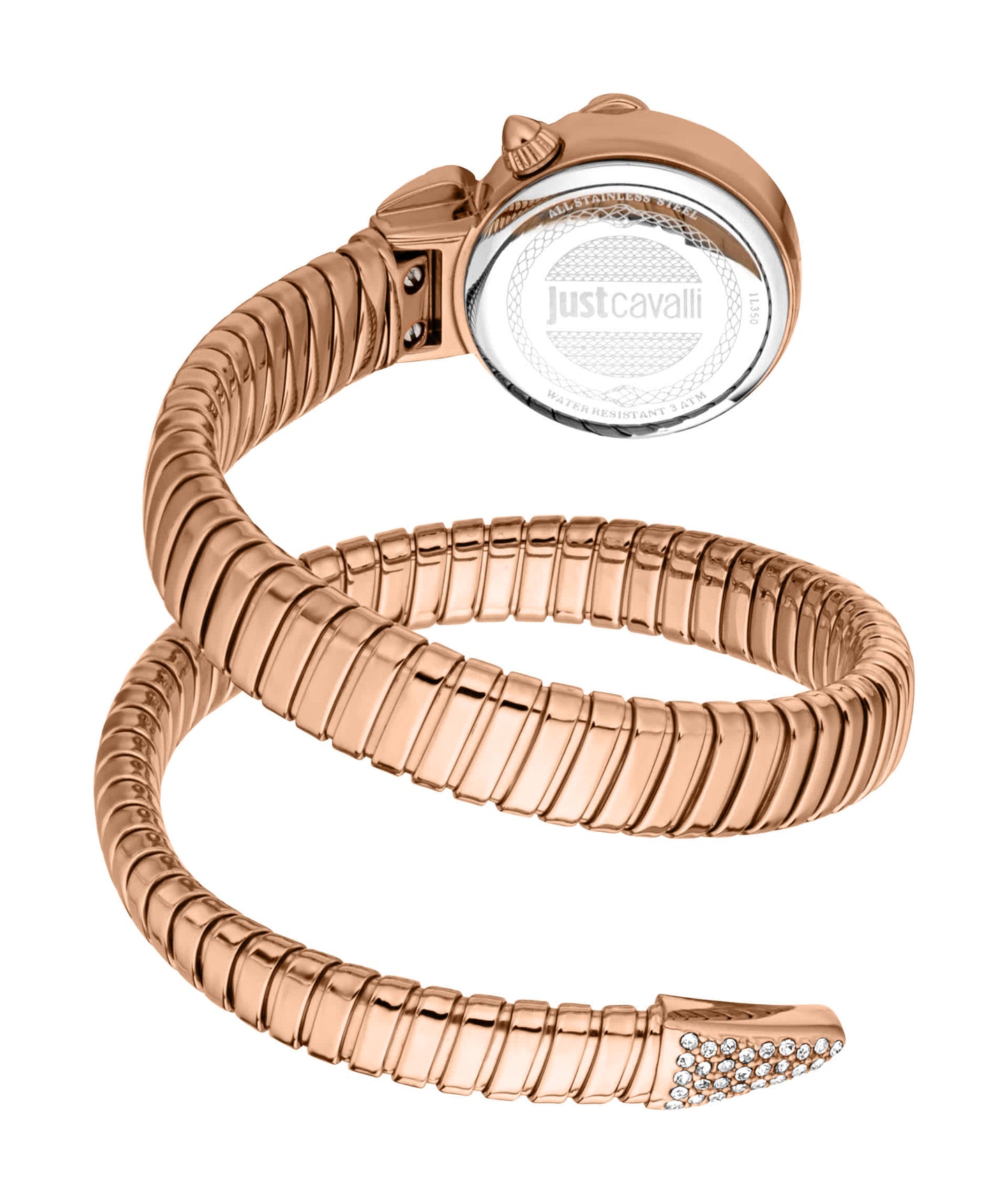 Just CAVALLI Womens's Snake Watch, Rose Gold Color Case, Olive Dial, Rose Gold Color Stainless Steel Bracelet Jc1l350m0045