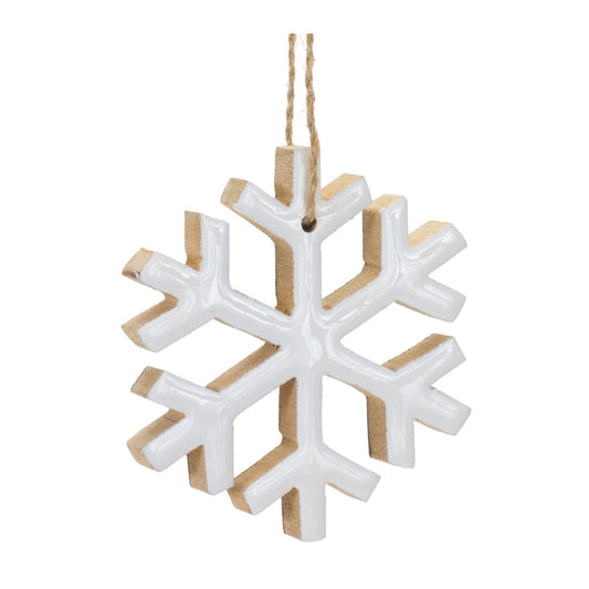Melrose International Wood Snowflake Ornament (Set of 12)