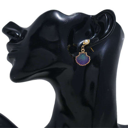 Pearl & Resin Goldtone Shell Drop Earrings