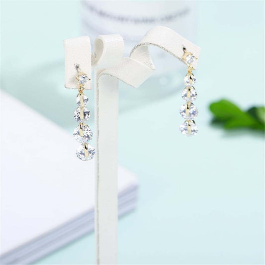 Cubic Zirconia & Goldtone Link Drop Earrings
