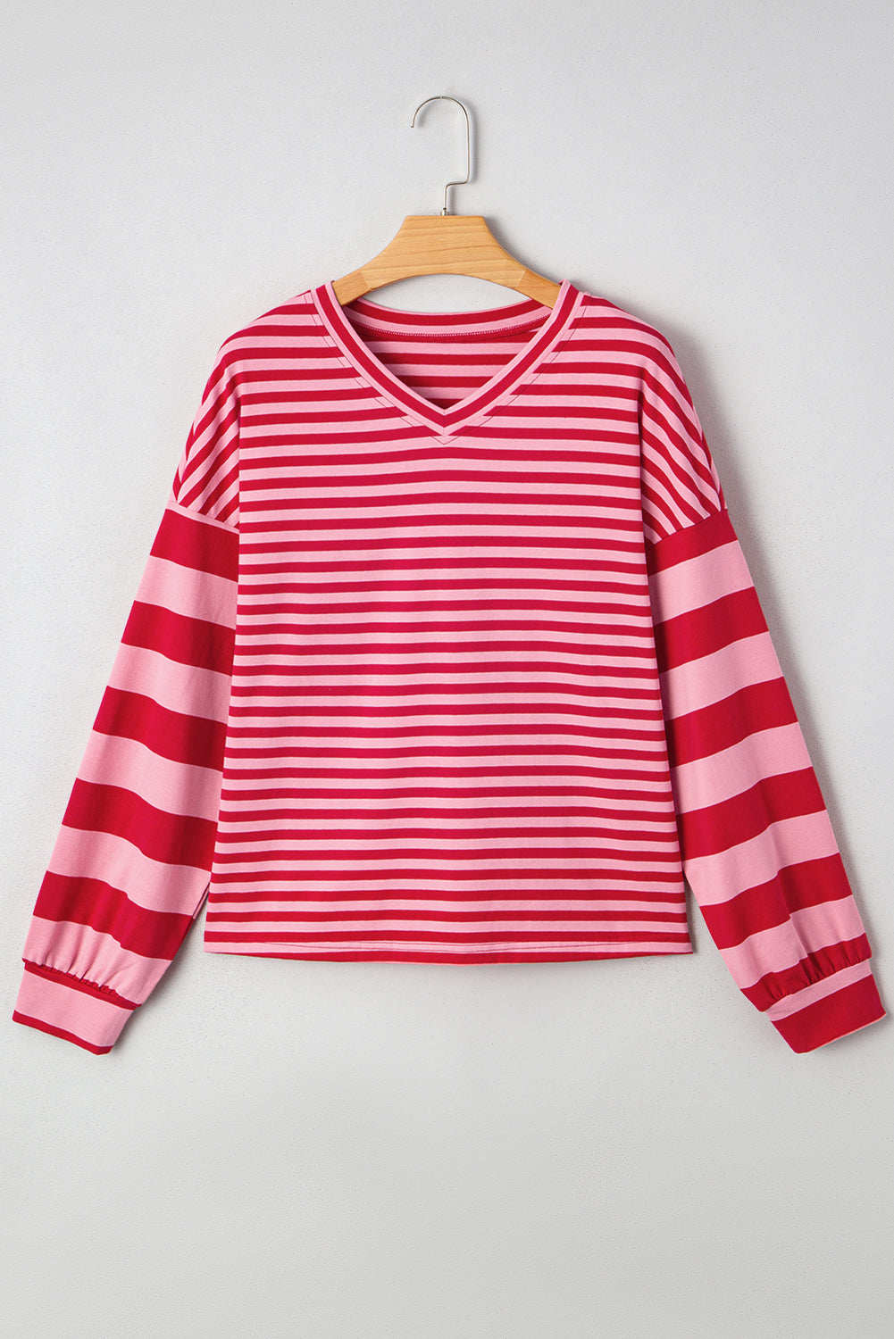 Annika Shoulder Patchwork Sleeve Pullover - Strawberry Pink / L - 12/14
