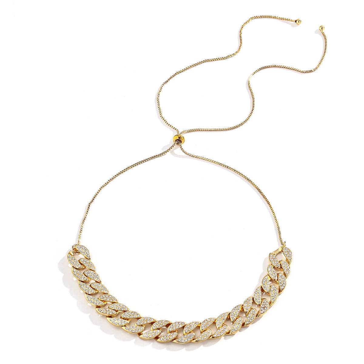 Cubic Zirconia & Goldtone Figaro Link Statement Necklace