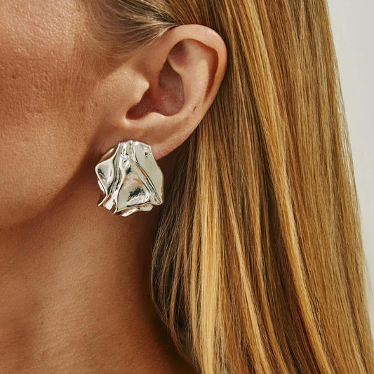 Silvertone Textured Stud Earrings