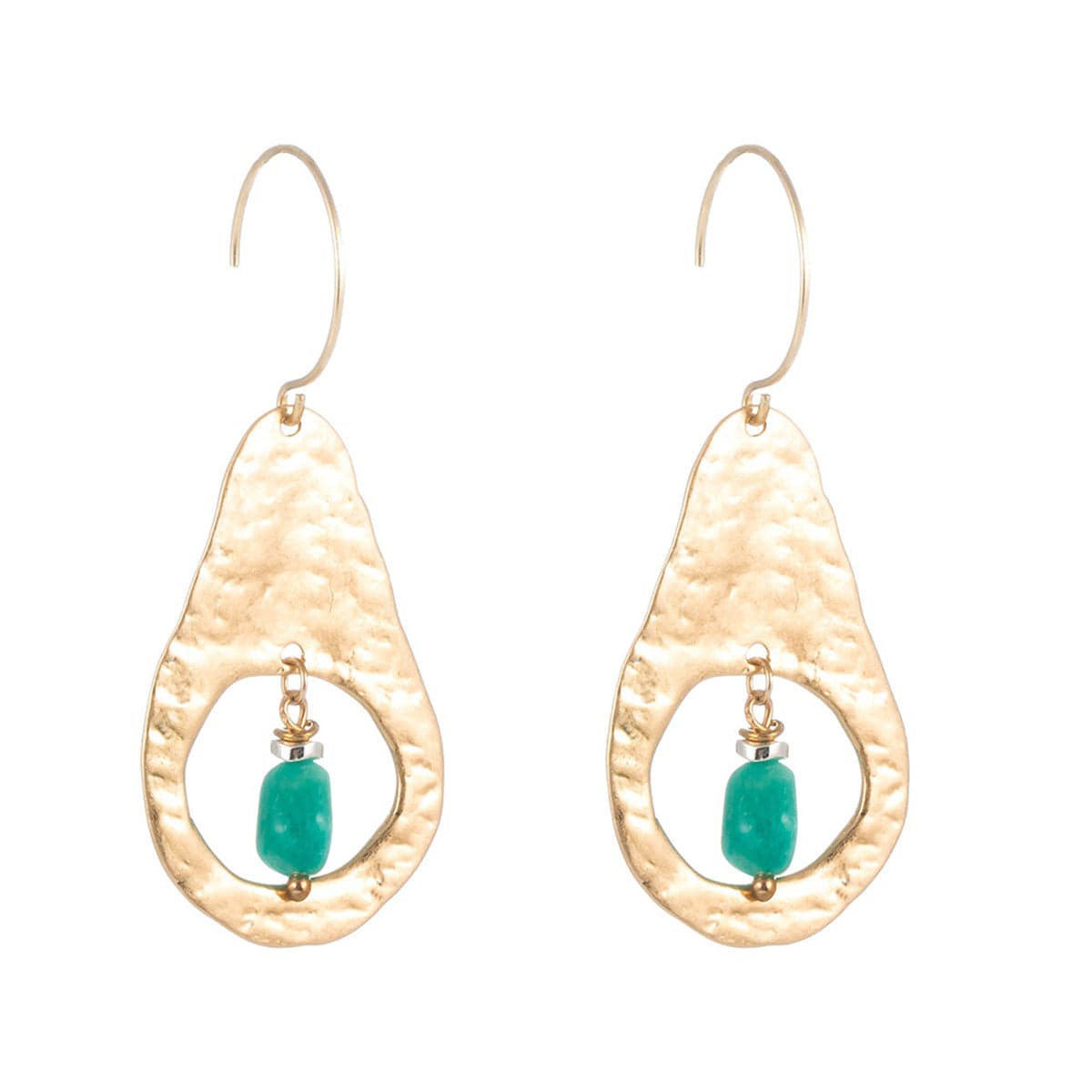 Green Resin & Goldtone Avocado-Shape Drop Earrings