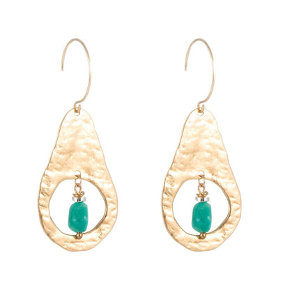 Green Resin & Goldtone Avocado-Shape Drop Earrings